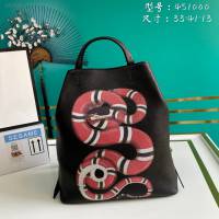 Gucci古馳包包 G家新款雙肩包 款號:451000 古奇黑色全皮印花蛇男士手提後背包  gdj1226