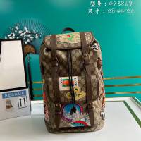 Gucci古馳包包 G家新款雙肩包 款號:473869 古奇啡膠刺繡男士雙肩後背包  gdj1227