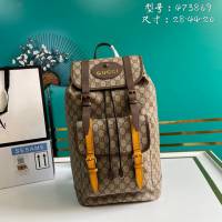 Gucci古馳包包 G家新款雙肩包 款號:473869 古奇啡膠刺繡男士雙肩後背包  gdj1228