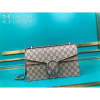 Gucci古馳包包 G家新款女包 款號:400249 古奇卡其色鏈條單肩斜挎包 Gucci中號酒神包  gdj1340