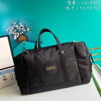 Gucci古馳包包 G家新款旅行包 款號:630350 古奇男士手提肩背黑色帆布旅行袋  gdj1361