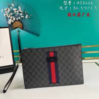 Gucci古馳包包 G家新款手包 晶片版 433666 古奇經典款織帶男士手拿包 gdj1382