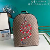 Gucci古馳包包 G家新款雙肩包 419584 古奇蛇刺繡男士雙肩背包 gdj1422