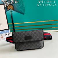 Gucci古馳包包 G家新款腰包 598113 古奇黑色GG印花男士腰包胸包 gdj1460