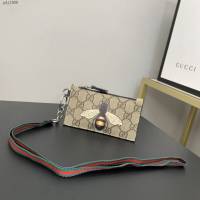 Gucci男包 古驰蜜蜂印花图案拉链卡包零钱包 Gucci手拿零钱包 523903  gdj1568