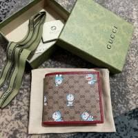 Gucci顶级男女包包 古驰哆啦A梦双折短夹钱包 Gucci翻盖零钱包 647802  gdj1585