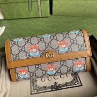 Gucci专柜新款女包, 古驰GG Supreme泰迪熊翻盖式钱包 Gucci长夹 647786  gdj1624