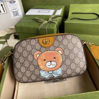 Gucci顶级男女包包 古驰Ophidia Web泰迪熊相机包 Gucci单肩斜挎包 574886  gdj1636