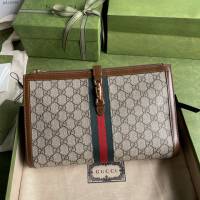 Gucci原厂皮包包 古驰女马衔扣织带手拿包 647332  gdj1644