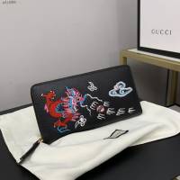 Gucci顶级男女包包 古驰嘴刺龙刺绣贴花拉链款钱包 Gucci长夹钱包 474584  gdj1690