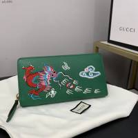 Gucci顶级男女包包 古驰嘴刺龙刺绣贴花拉链款钱包 Gucci长夹钱包 474584  gdj1691