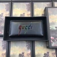 Gucci包 古馳錢包 597676黑皮 Gucci字母精美刺繡圖案 Gucci拉鏈錢包  gudj1254