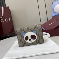 Gucci專櫃古馳最新款飾熊貓細節GG迷你錢包 jh2026型號：818767