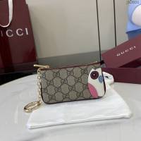 Gucci專櫃古馳最新款飾貓頭鷹細節GG迷你錢包零錢包 jh2031型號：818768
