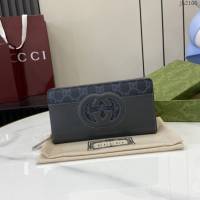 Gucci專櫃古馳最新款飾鏤空互扣式雙G錢包長錢包 jh2100型號：701423