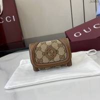 Gucci專櫃古馳最新款圓形互扣式雙G標識卡片夾卡包零錢包 jh2683型號：818811