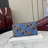 Gucci專櫃古馳2025早秋系列最新款花卉印花男女款拉鏈長錢包錢夾 jh2688型號：841150