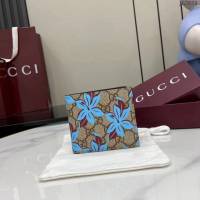 Gucci專櫃古馳2025早秋系列最新款花卉印花男款短夾錢包 jh2689型號：841146