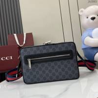 Gucci專櫃古馳最新款男士單肩斜挎包 jh2883型號：822072