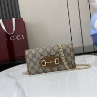 Gucci專櫃古馳最新款Horsebit 1955系列鏈帶錢包 jh2886型號：621892