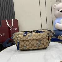 Gucci專櫃古馳最新款蛇型圖案以印花刺繡男女款腰包挎包 jh2925型號：802096