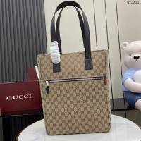 Gucci專櫃古馳最新款GG字母交織圖案托特包男士肩背手提包 jh2955型號：834796