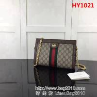 GUCCI古馳原單 新款專櫃品質原單貨實物實拍 503877 啡pvc啡皮 鏈條包 HY1021