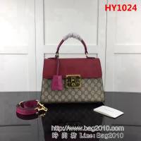 GUCCI古馳原單 新款專櫃品質原單皮質453188 啡大紅梅紅手提單肩斜挎包 HY1024