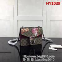 GUCCI古馳原單 新款爆款專櫃品質原版皮質花膠 棗紅421970單肩斜挎包 HY1039