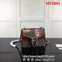 GUCCI古馳原單 新款爆款專櫃品質原版皮質花膠 大紅421970單肩斜挎包 HY1041
