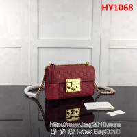 GUCCI古馳原單 新款專櫃品質原單品質原單質量 40948大紅全皮壓花鏈條單肩斜挎包 HY1068