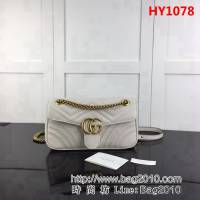 GUCCI古馳原單 新款專櫃品質原單貨實物實拍443497 米白色鏈條單肩斜挎包 HY1078