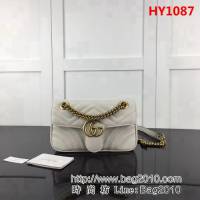 GUCCI古馳原單 新款專櫃品質原單貨實物實拍446744 米白鏈條單肩斜挎包 HY1087