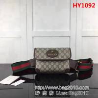 GUCCI古馳原單 新款專櫃品質原單貨實物實拍489617 啡pvc啡皮腰包 HY1092