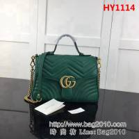 GUCCI古馳原單 新款專櫃品質高仿原單貨實物實拍498110 綠色手提單肩斜挎包 HY1114
