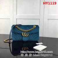 GUCCI古馳頂級原單 新款專櫃品質 實物實拍 443497絨布 綠色鏈條單肩斜挎包 HY1119