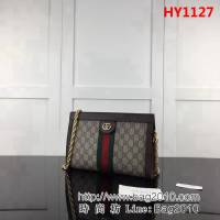 GUCCI古馳原單 新款高仿GUCCI新款專櫃品質原單貨實物實拍 503877啡pvc啡皮 HY1127