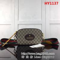 GUCCI古馳原單 新款專櫃品質原單貨實物實拍476466 啡pvc啡皮腰包 HY1137