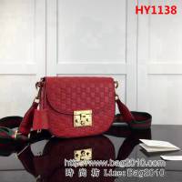 GUCCI古馳原單 新款專櫃品質原單皮質453189 紅壓單肩斜挎包 HY1138