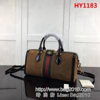 GUCCI古馳頂級原單 新款專櫃品質 實物實拍 524532棕色磨砂皮行李包 HY1183