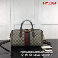 GUCCI古馳頂級原單 新款GUCCI高仿新款專櫃品質 實物實拍 524532啡Pvc棕皮行李包 HY1184