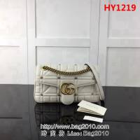 GUCCI古馳原單 新款專櫃品質原單貨實物實拍443497方釘米白鏈條單肩斜挎包 HY1219
