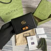 Gucci新款卡包 古馳竹子設計小牛皮錢包 Gucci全皮純色零錢包 658244  ydg3016