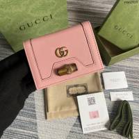 Gucci新款卡包 古馳竹子設計小牛皮錢包 Gucci全皮純色零錢包 658244  ydg3018