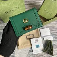 Gucci新款卡包 古馳竹子設計小牛皮錢包 Gucci全皮純色零錢包 658244  ydg3019