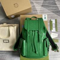 Gucci新款包包 古馳2021最新款男士雙肩背包 Gucci綠色壓花牛皮後背包 625770  ydg3033