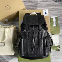 Gucci新款包包 古馳2021最新款男士雙肩背包 Gucci黑色壓花牛皮後背包 625770  ydg3034
