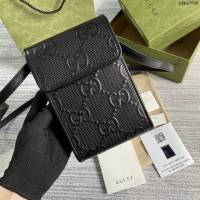 Gucci新款包包 古馳小斜挎包 Gucci迷你手機袋 625571黑皮  ydg3044