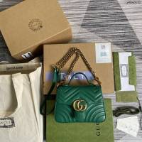 Gucci新款女包 古馳雙G銜縫迷你手提單肩斜挎鏈條包 Gucci原廠皮GG Marmont郵差包系列女包 547260  ydg3121