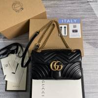 Gucci新款原廠皮女包 古馳Marmont系列小號鏈條肩背包 Gucci經典款斜挎女包 443497  ydg3131